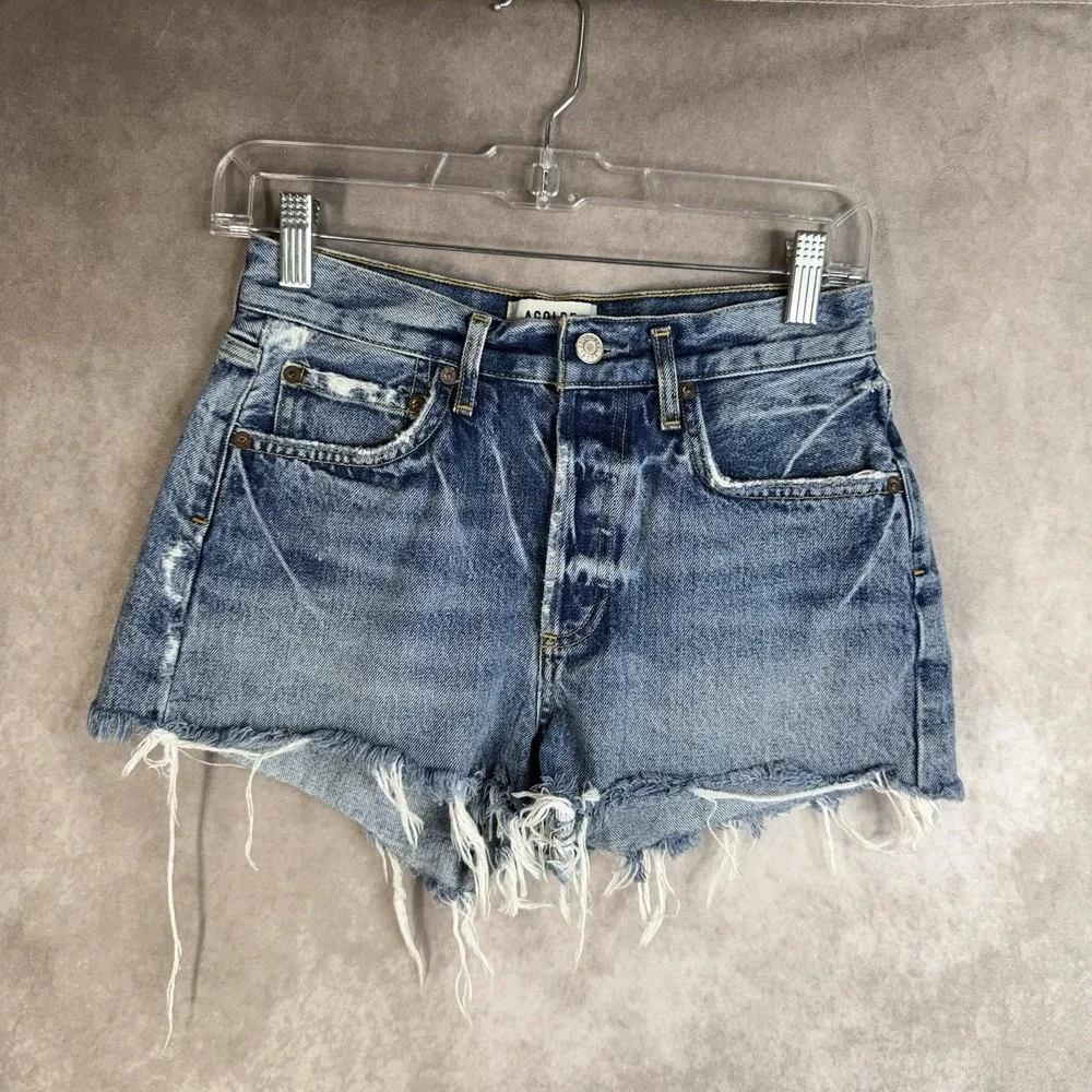 Agolde Parker Vintage Cut Off Shorts In Swapmeet Dark Blue Women's‎ Size 24